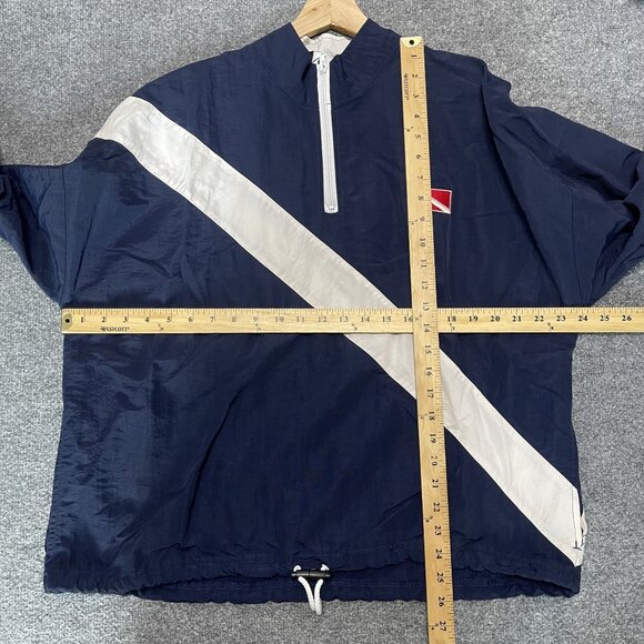 Vintage Surf Style Navy & White Nylon 1/4 Zip Windbreaker With Dive Flag Logo SM - Picture 6 of 6